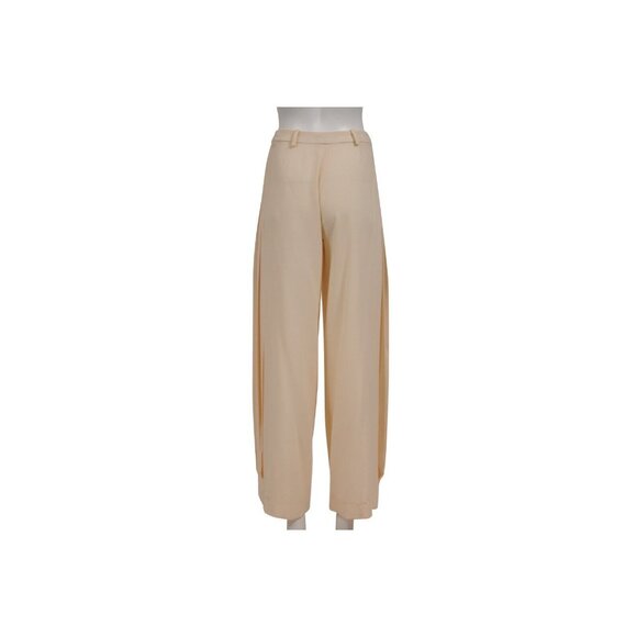 Christian Dior Womens Wide Leg Pants US 12 Cream Tan Wool High Waist Trousers - Picture 11 of 16